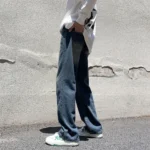 Street Hip Hop Jeans Male Wide Leg Ripped Skinny Straight Denim Pants - Image 2
