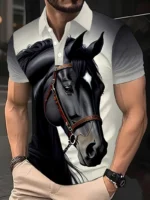 Harajuku Horse Graphic Polo Shirts For Men New Summer Short Sleeve Golf Tees 3D Printed Polo Shirt Horse Lover Loose Streetwear - Image 4