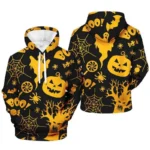 3D Print Halloween Pumpkin Hoodie For Men Spider Ghost Pattern Long Sleeve - Image 2