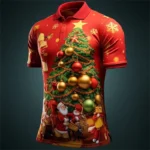 Christmas Santa Claus Polo Shirt For Men 3D Print Casual Short Sleeve - Image 5