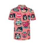 3D Printed Funny Cartoon Cat Polo Shirt For Men Cute Animal Pattern T-Shirts