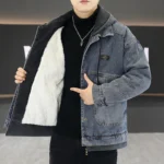 Winter New Men's Thicken Warm Denim Jacket Cotton Loose Hooded jean Outwear Coat Solid Denim jacket Men Casual Couple Streetwear