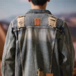 Men's Casual Denim Jacket Vintage Workwear Collared American - Image 6