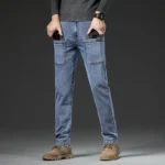 6 Pocket Design Men's Denim Jeans Skinny Full Length Pants - Image 3