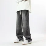 Jeans Men Wide Leg Pants Denim Pant Gradation Straight Trousers Regular High Waist Splice Casual Loose Autumn Winter 2024 - Image 6