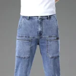 6 Pocket Design Men's Denim Jeans Skinny Full Length Pants - Image 2
