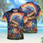 Dinosaur Island Graphic Polo Shirts For Men Clothes Harajuku Fashion - Image 2