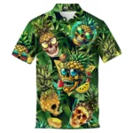 Polo Skull Hawaiian Shirts For Men Skeleton Mens Golf Polo Shirts