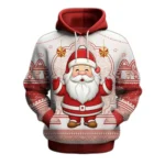 Santa Claus Graphic Hoodies for Men, Funny Christmas Casual Pullover Hoodie - Image 2