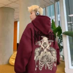American Street Trend Skeleton Soldier Element Printed Casual Loose Hoodie
