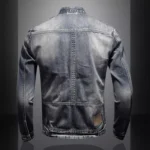 Vintage Plus-size Denim Jackets Men Casual Stand Collar Moto Biker Outerwear Coats - Image 4