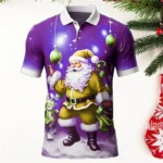 Christmas Santa Claus Polo Shirt For Men 3D Print Casual Short Sleeve - Image 4