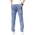 6 Pocket Design Men's Denim Jeans Skinny Full Length Pants - Image 6