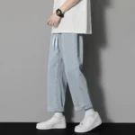 Trendy Men Jeans Spring Autumn Loose Straight High Street Casual Wide Leg Long Trousers - Image 4