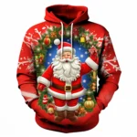 Santa Claus Graphic Hoodies for Men, Funny Christmas Casual Pullover Hoodie - Image 5