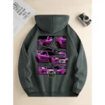 Men's new fashion hoodie, casual daily drawstring hooded sweatshirt car print