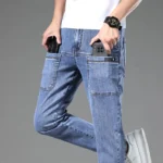 6 Pocket Design Men's Denim Jeans Skinny Full Length Pants
