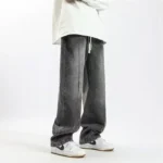 Jeans Men Wide Leg Pants Denim Pant Gradation Straight Trousers Regular High Waist Splice Casual Loose Autumn Winter 2024 - Image 3