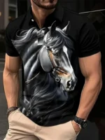 Harajuku Horse Graphic Polo Shirts For Men New Summer Short Sleeve Golf Tees 3D Printed Polo Shirt Horse Lover Loose Streetwear - Image 5