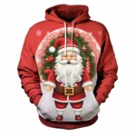 Santa Claus Graphic Hoodies for Men, Funny Christmas Casual Pullover Hoodie
