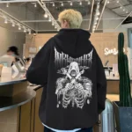 American Street Trend Skeleton Soldier Element Printed Casual Loose Hoodie - Image 2