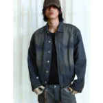 16oz Freeze Denim Jacket Heavyweight Dirty Dye Washed Cowboy Coat