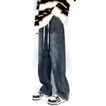 Jeans Men Wide Leg Pants Denim Pant Gradation Straight Trousers Regular High Waist Splice Casual Loose Autumn Winter 2024 - Image 5